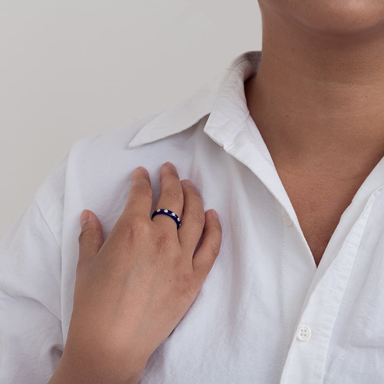 Modrý keramický prsteň s diamantmi Vilma 128751