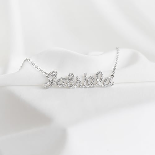 Strieborný diamantový náhrdelník so jmenom Aliah