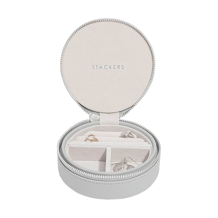 Sivé kulaté puzdro na šperky