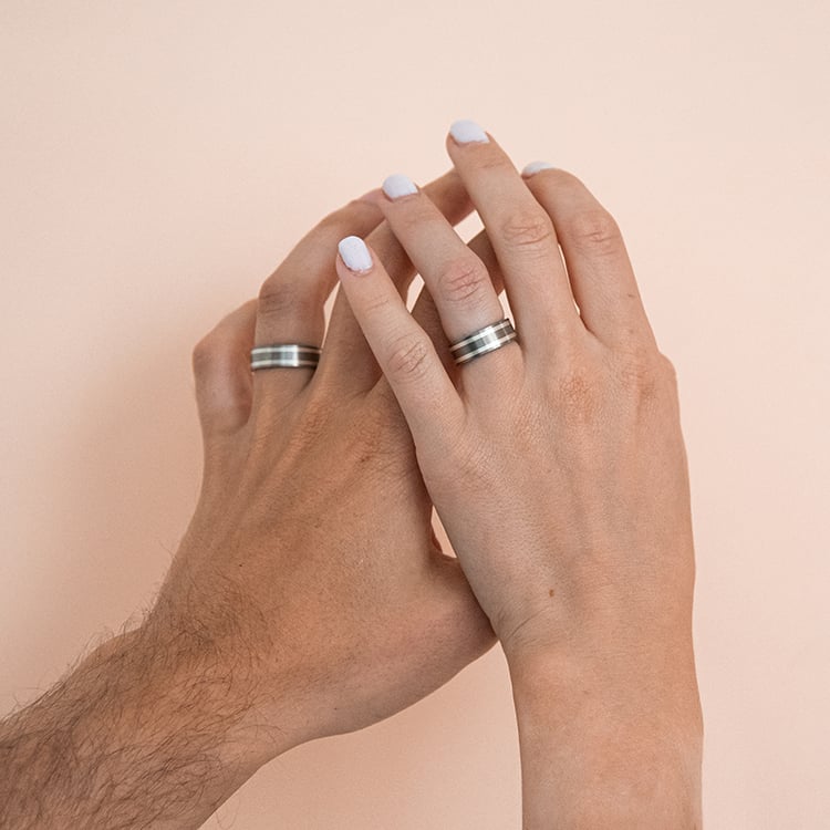 Snubné prstene z titánu a striebra s diamantom Rikesh 108492