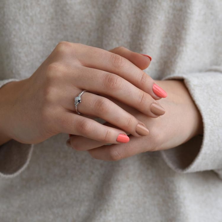 Prsteň s opálom, zafírom, mesačným kameňom a diamantmi 52308