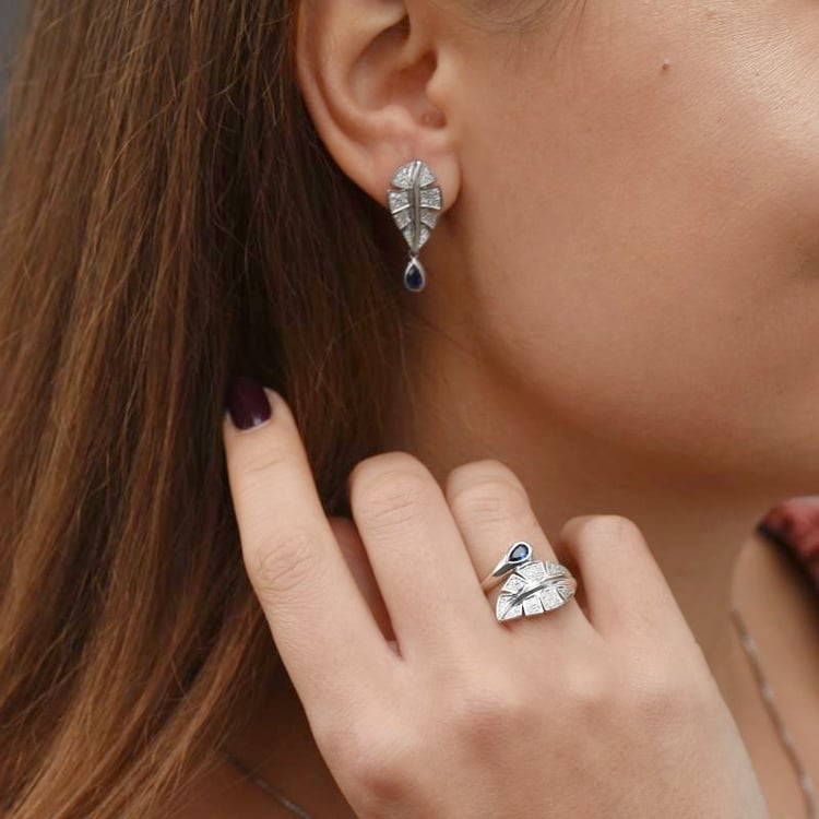 Strieborná kolekcia so zafírmi a zirkónmi Alexa 109238