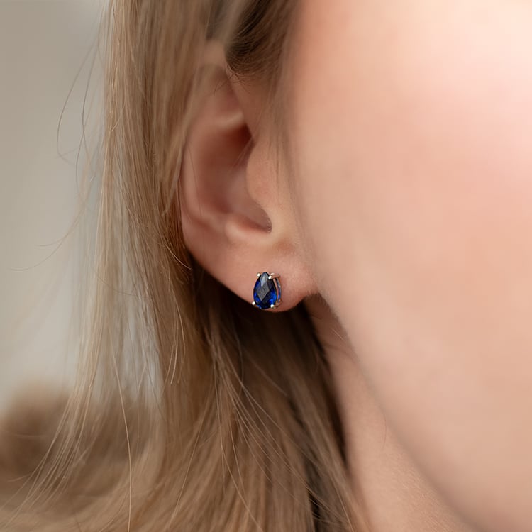 Zafírové slzy v zlatých náušniciach Rekan 135664