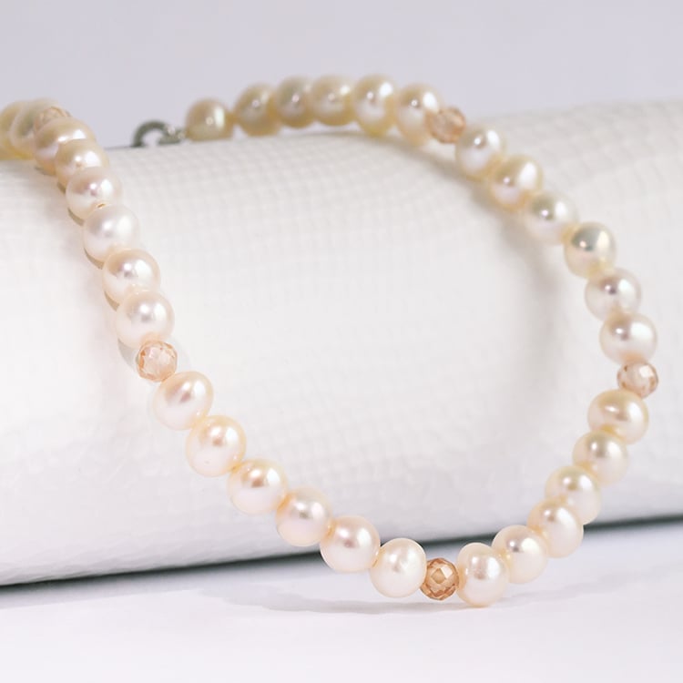 Strieborný perlový náramok so zirkónmi Sissy 115975