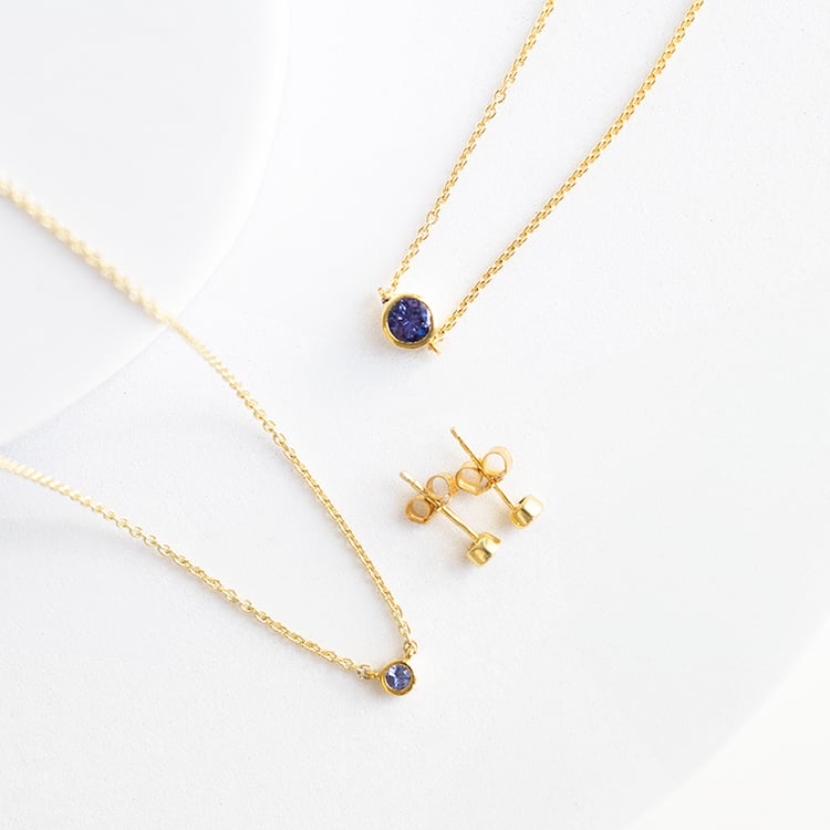 Strieborný minimalistický náhrdelník s tanzanitom Vieny 145258