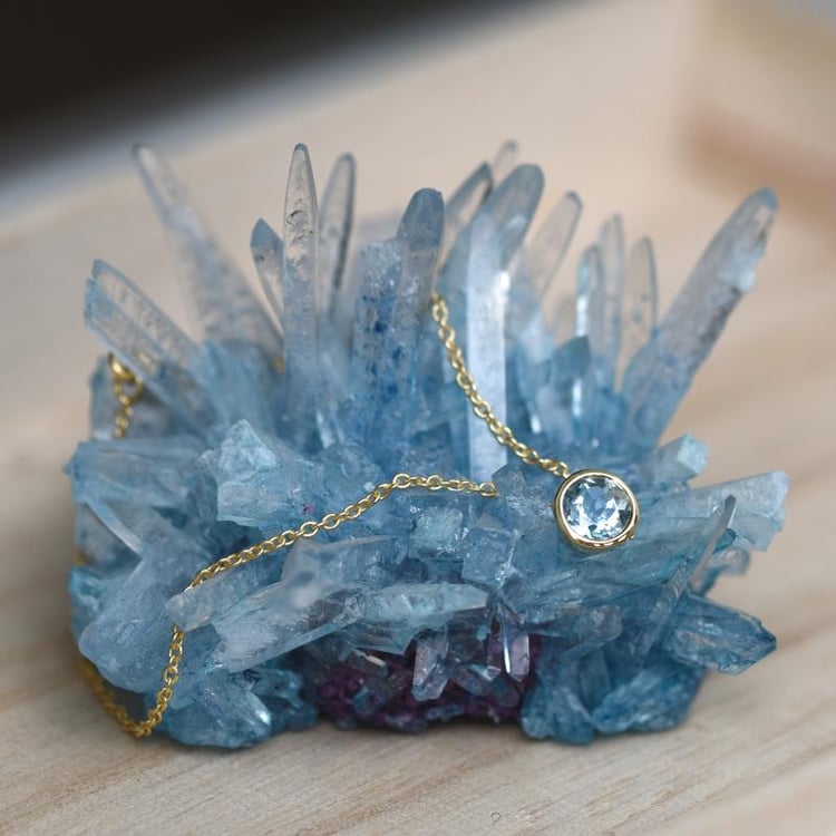 Strieborný náramok s akvamarínom Rollie 103080