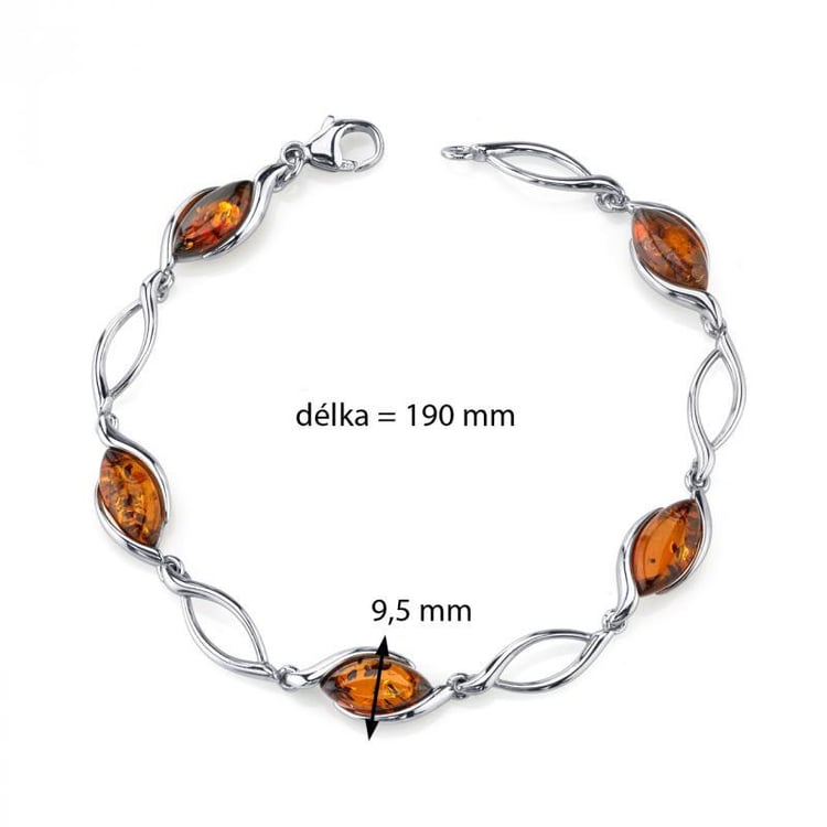 Štýlový strieborný náramok s jantármi Ilaria 5180