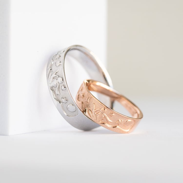 Ručne ryté snubné prstene Malý princ 143994