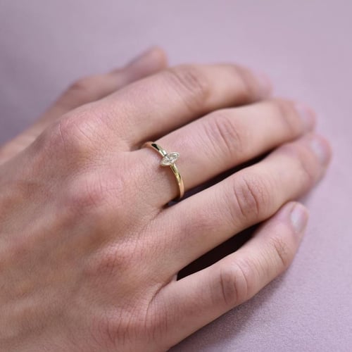 Zlatý zásnubný set prsteňov s marquise certifikovaným diamantom Wiale