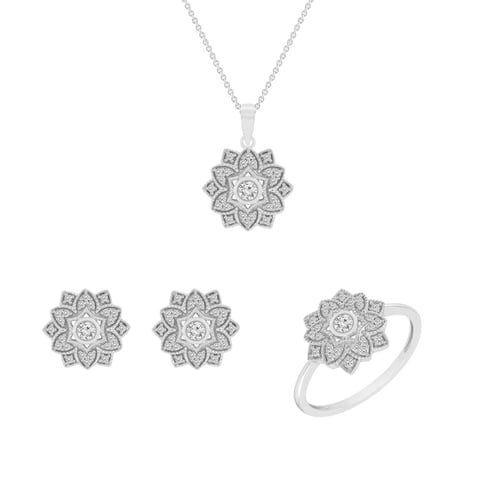 Zlatý kvetinový set šperkov s diamantmi Doriane