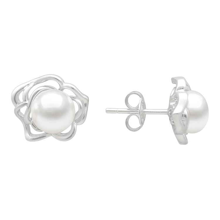 Strieborné perlové náušnice v tvare perly