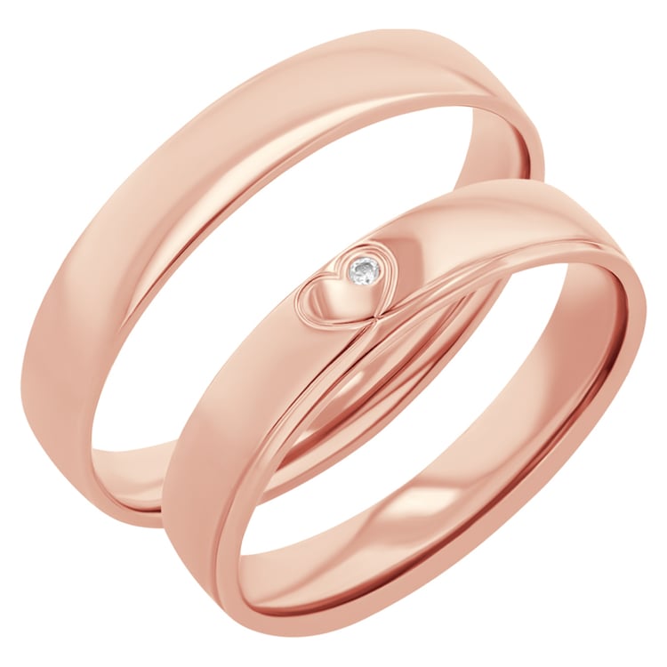 Svadobné obrúčky zo zlata so srdcom a diamantom Amani