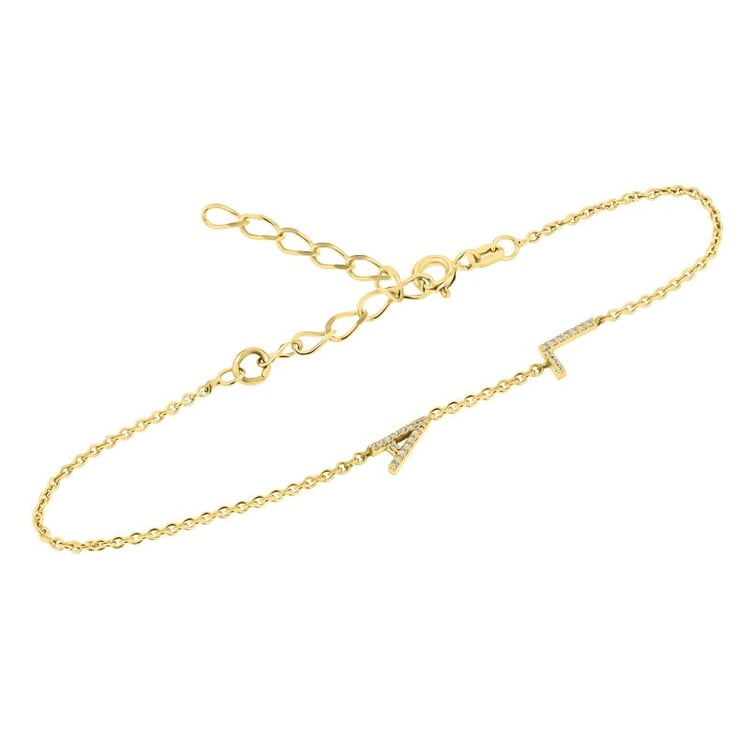 Strieborný náramok s 2 písmenkami a lab-grown diamantmi Ainslee 152309