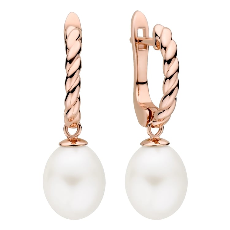 Strieborné jednoduché visiace náušnice s perlou Alfred