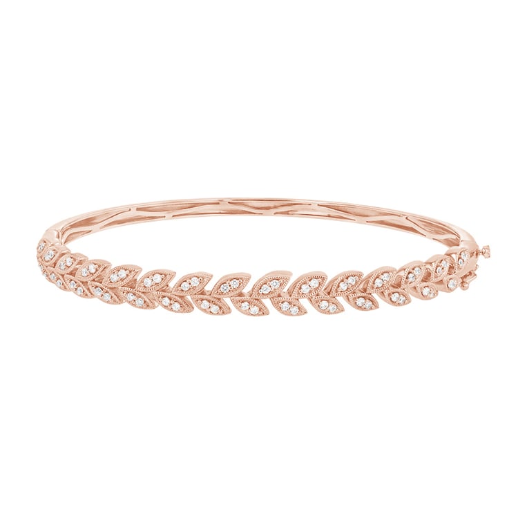 Elegantný náramok s trblietavými diamantmi z ružového zlata 107324