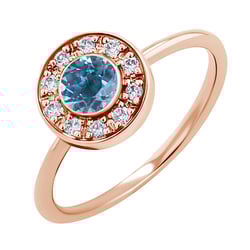 Zásnubný diamantový prsteň v halo štýle s londýnskym topazom Aiva