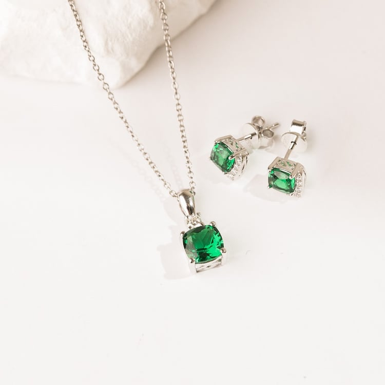 Strieborné smaragdové náušnice 164415