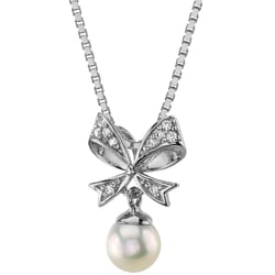 Perlový prívesok so zlatou mašľou a lab-grown diamantmi Mischa