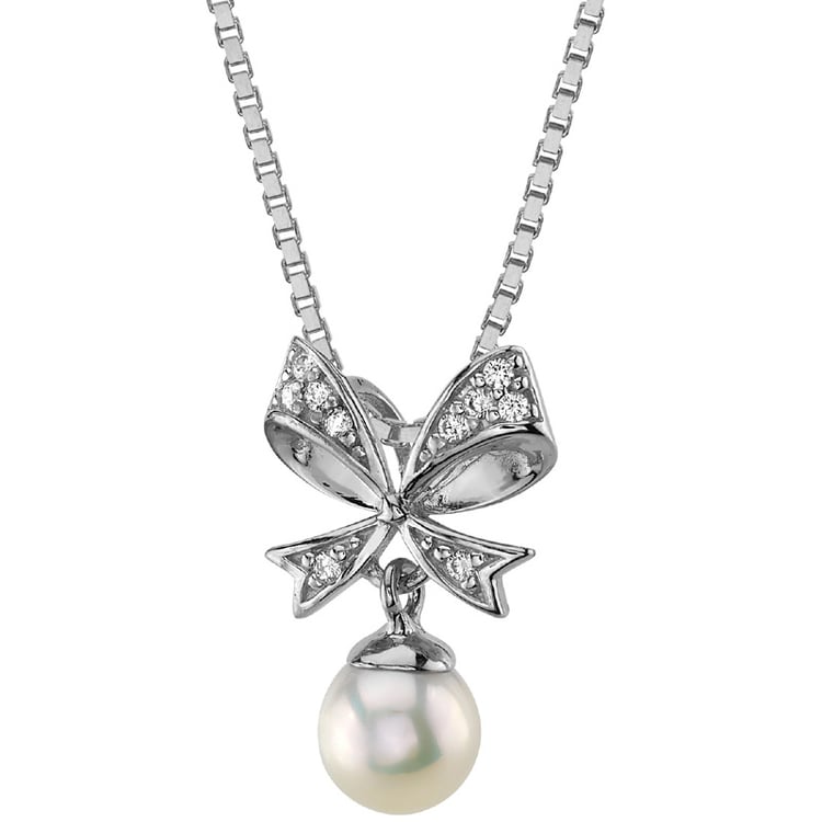 Perlový prívesok so zlatou mašľou a lab-grown diamantmi Mischa 151947