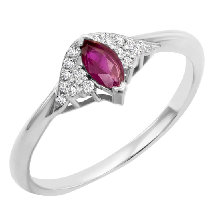Rubínový prsteň z bieleho zlata