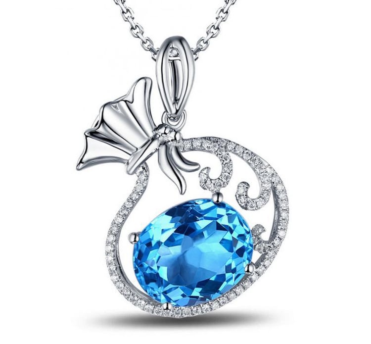 Zlatý náhrdelník s topásom a diamantmi Ghita