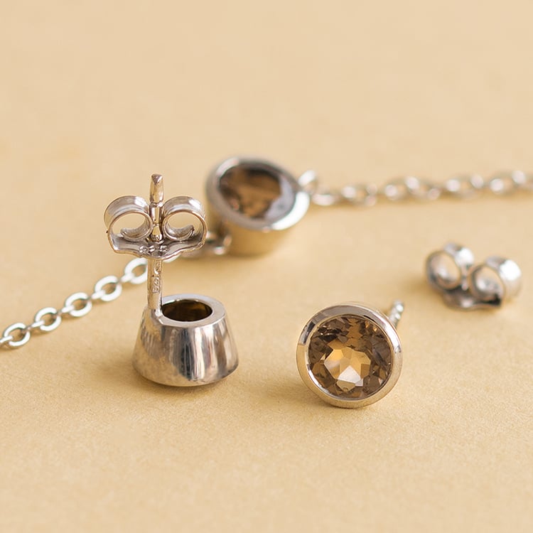 Strieborné bezel náušnice so záhnedou Sontre 122381