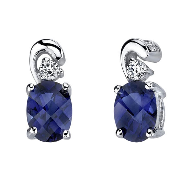 Strieborné náušnice s oválnymi zafírmi Misha