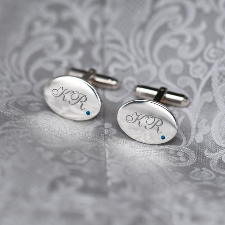 Manžetové gombíky s modrými diamantmi zo striebra 46947