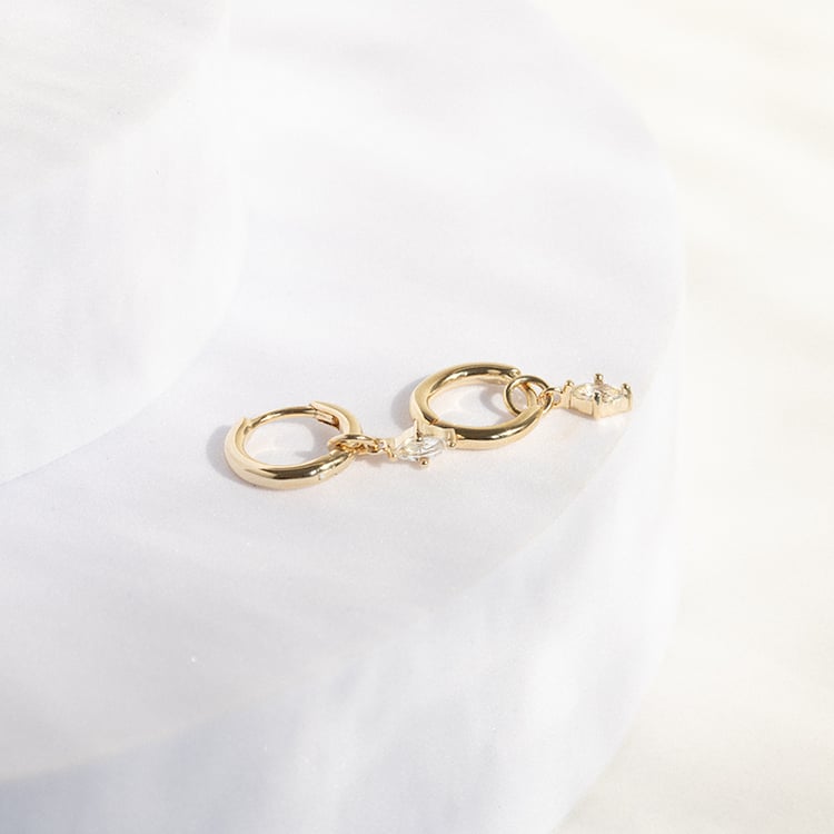 Strieborné kruhové náušnice 2v1 s bielymi topazmi Savitri 142684