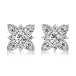 Diamantové kvety v zlatých náušniciach Emely