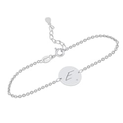 Strieborný náramok s diamantom a gravírom písmena Berul