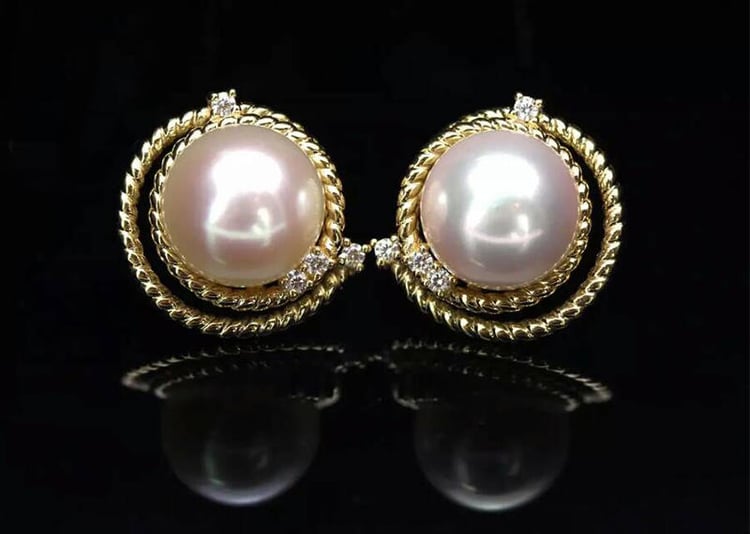 Zlaté náušnice s perlami 12872