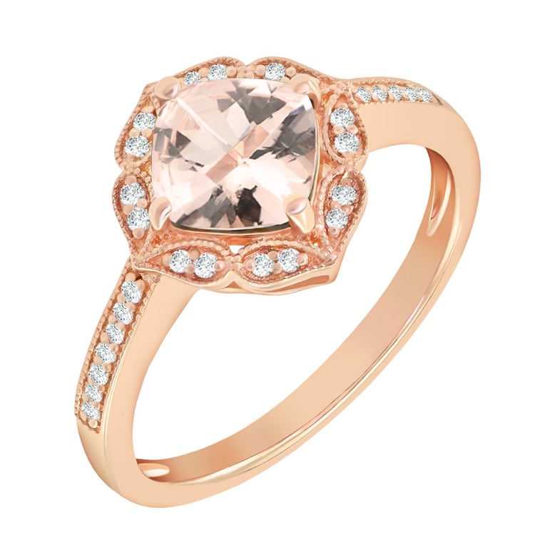 Zásnubný prsteň s morganitom a diamantmi