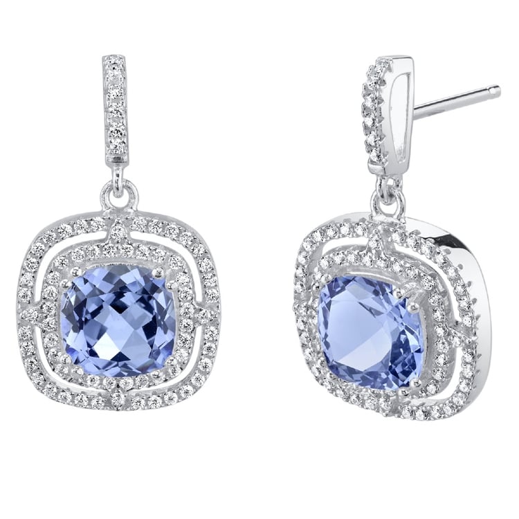 Strieborné náušnice s tanzanitmi