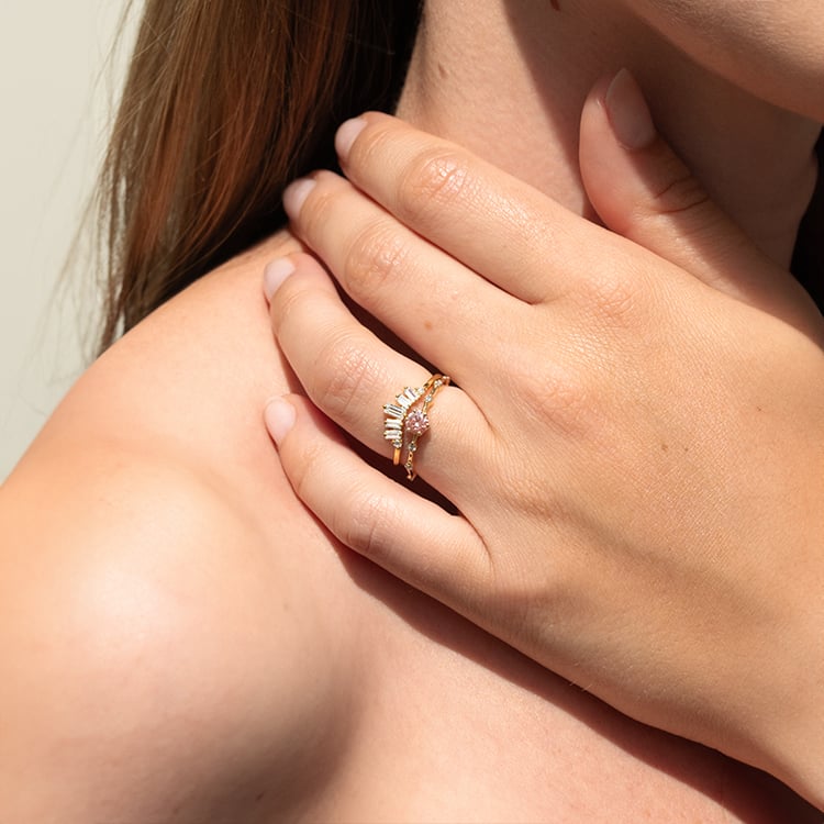 Vykrojený prsteň s baguette lab-grown diamantmi Jevon 142447