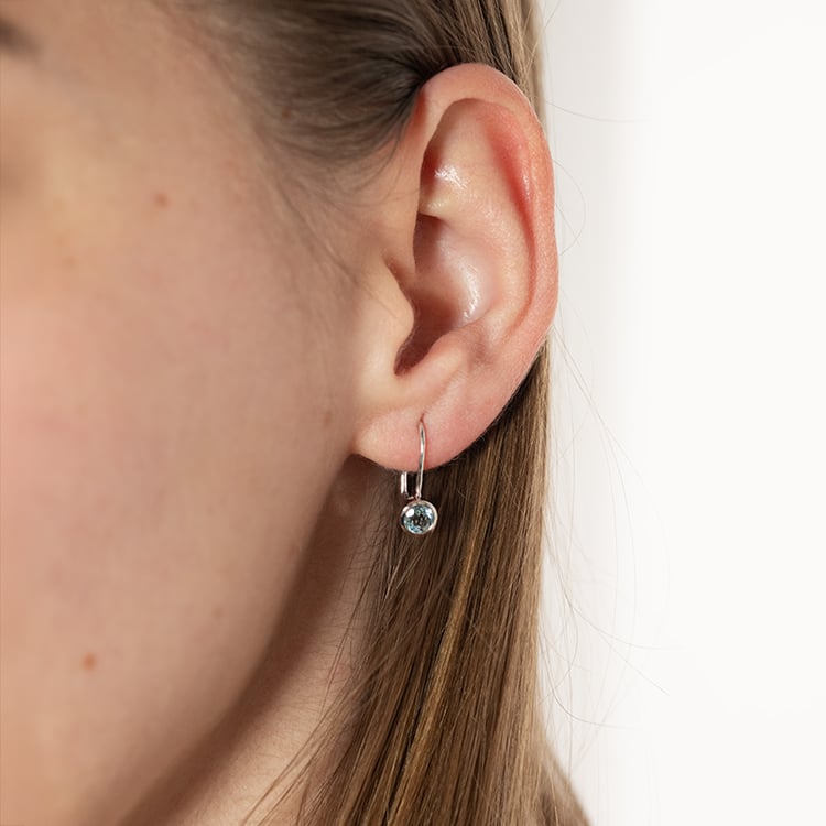 Zlaté visiace náušnice s akvamarínmi Christabel 152054