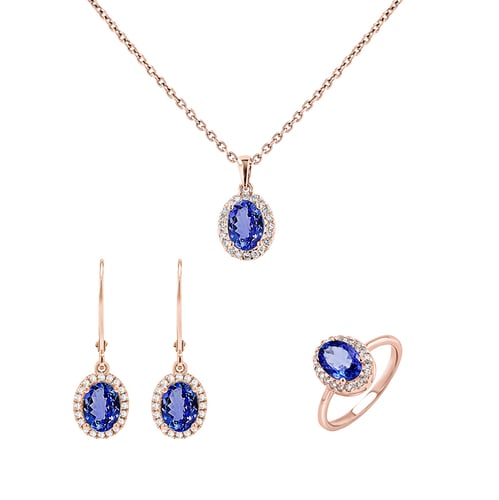 Tanzanitový set kolekcia šperkov s diamantmi Bizot