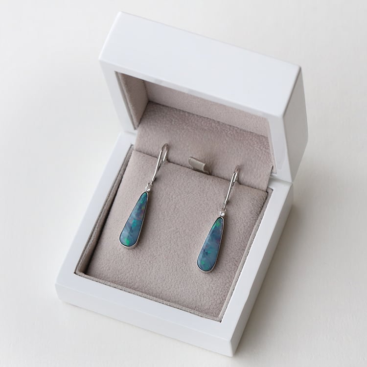 Náušnice s modrými opálmi a diamantmi 73839