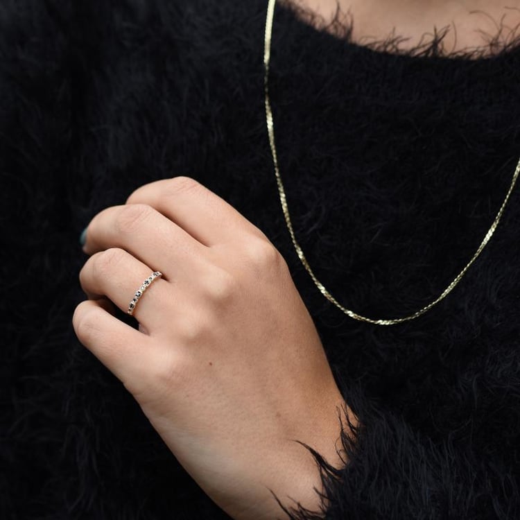 Zlatý eternity prsteň s modrými diamantmi Kea 48540