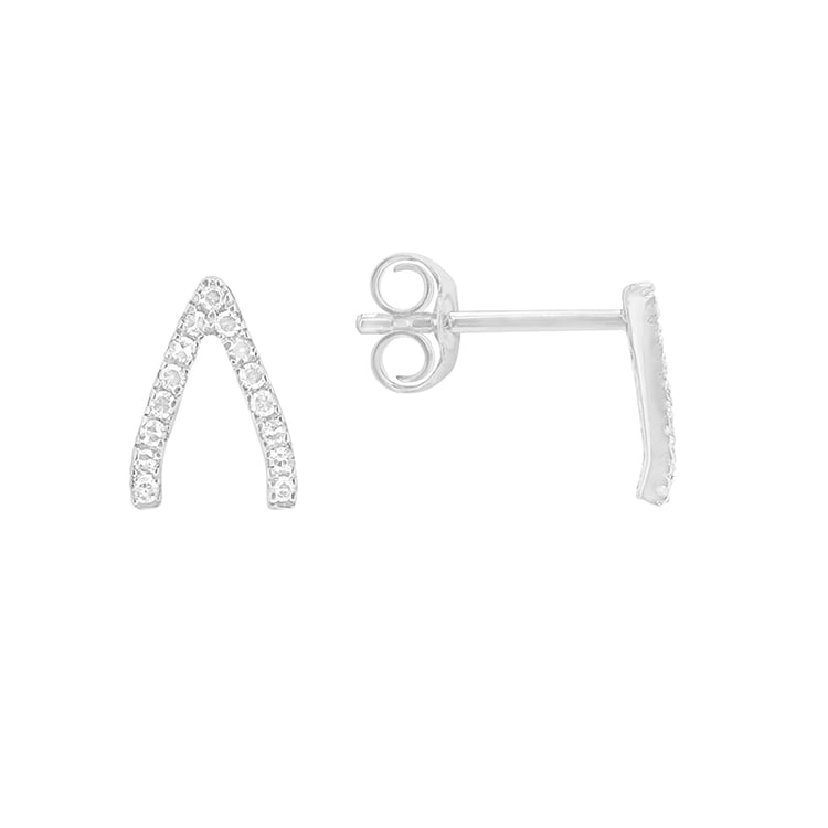 Strieborné náušnice s lab-grown diamantmi Wishbone 104194