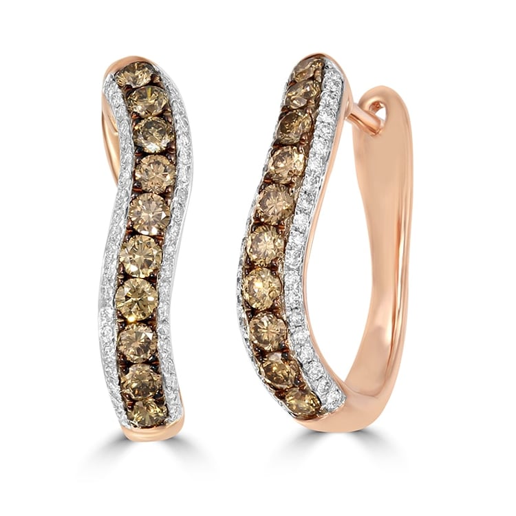 Zlaté náušnice s champagne a bielymi diamantmi Jacques