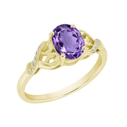 Zlatý ametystový prsteň s diamantmi Chlorys