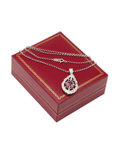 Platinový náhrdelník s rubínom a diamantmi Zappa 1742