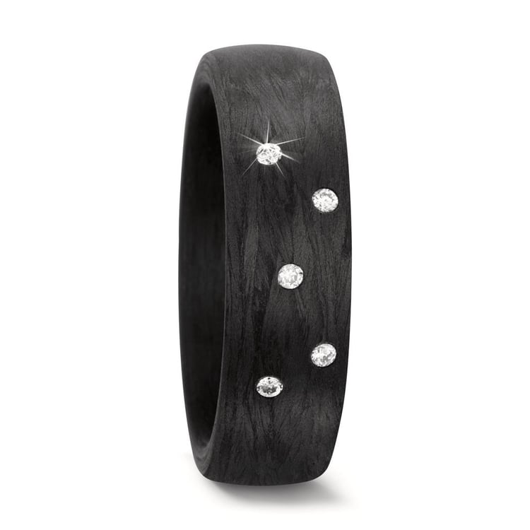 Ploché karbónové svadobné obrúčky s diamantom Lola 166494