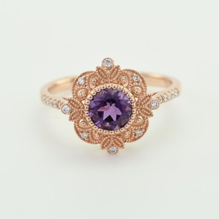 Prsteň s diamantmi a ametystom 51545