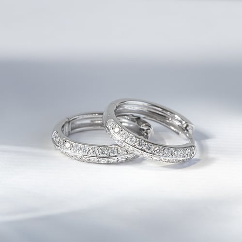Zlaté kruhové náušnice s diamantmi Sille