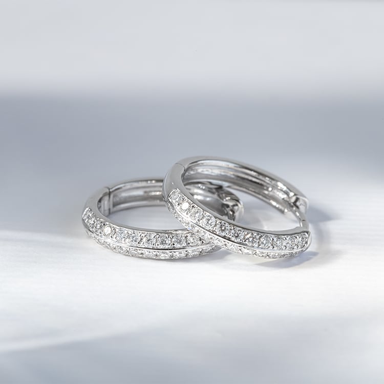 Zlaté kruhové náušnice s diamantmi Sille 121221