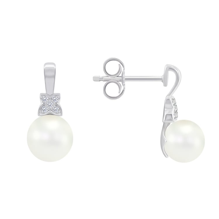 Diamantové náušnice s perlami 44004
