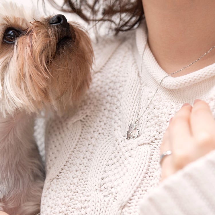 Strieborný prívesok v tvare psa s gravírom Yorkshire 98550