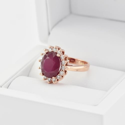 Zlatý prsteň s rubínom a diamantmi Eldria